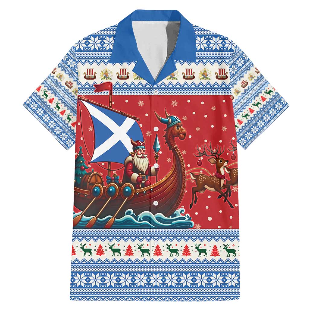 Scotland Viking Santa Christmas Family Matching Mermaid Dress and Hawaiian Shirt Funny Reindeer Norse Xmas - Wonder Print Shop