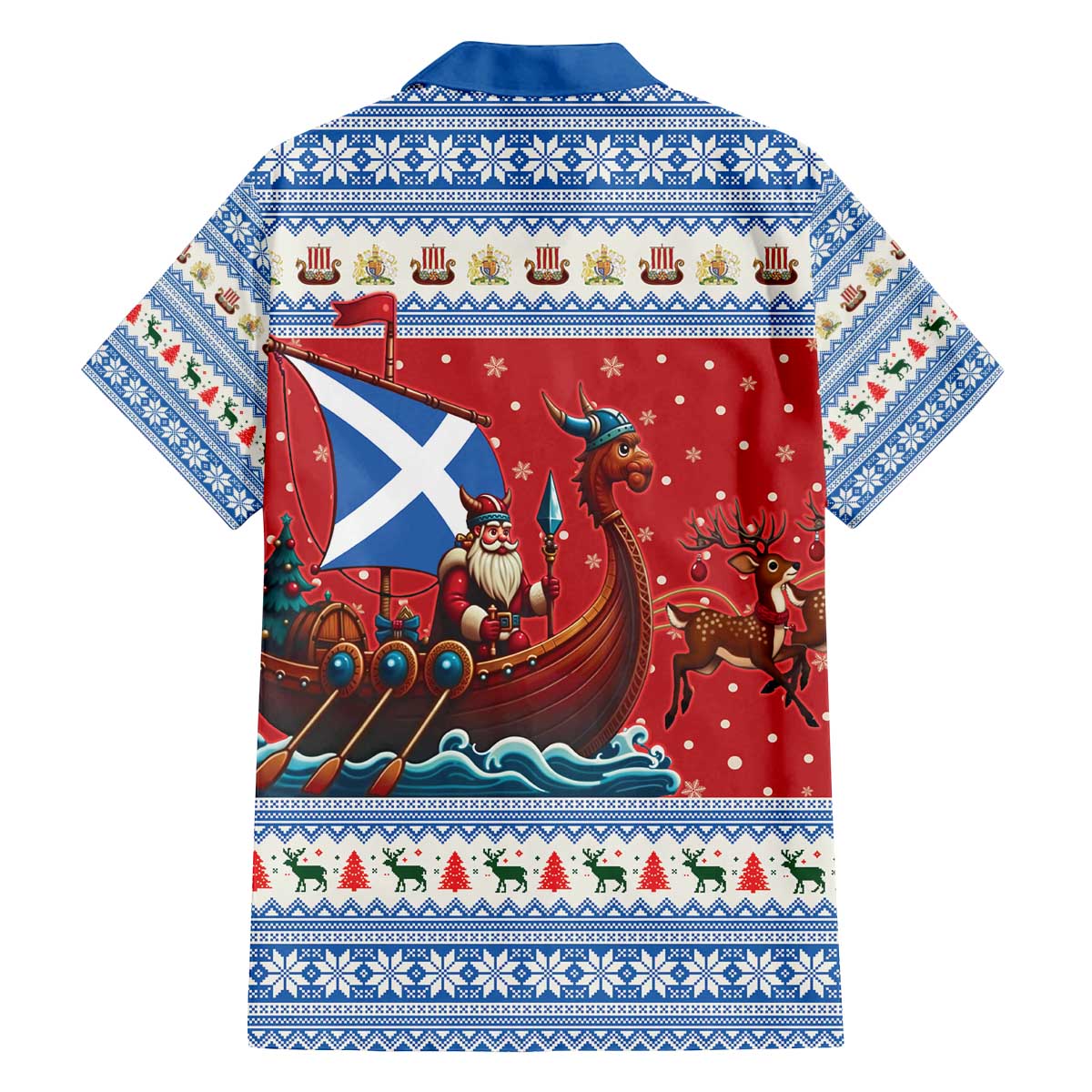 Scotland Viking Santa Christmas Family Matching Off The Shoulder Long Sleeve Dress and Hawaiian Shirt Funny Reindeer Norse Xmas - Wonder Print Shop