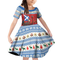 Scotland Viking Santa Christmas Family Matching Off Shoulder Short Dress and Hawaiian Shirt Funny Reindeer Norse Xmas - Wonder Print Shop