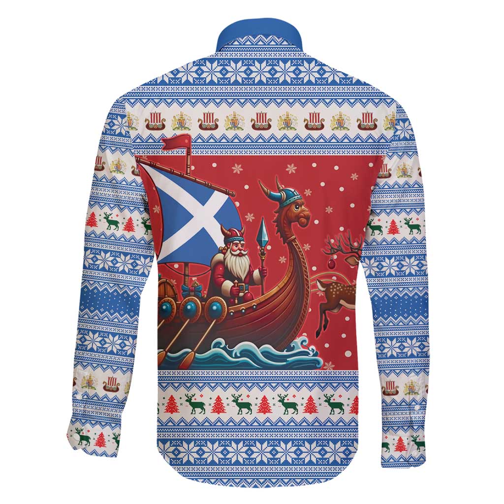 Scotland Viking Santa Christmas Family Matching Off Shoulder Short Dress and Hawaiian Shirt Funny Reindeer Norse Xmas - Wonder Print Shop