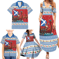 Scotland Viking Santa Christmas Family Matching Summer Maxi Dress and Hawaiian Shirt Funny Reindeer Norse Xmas - Wonder Print Shop