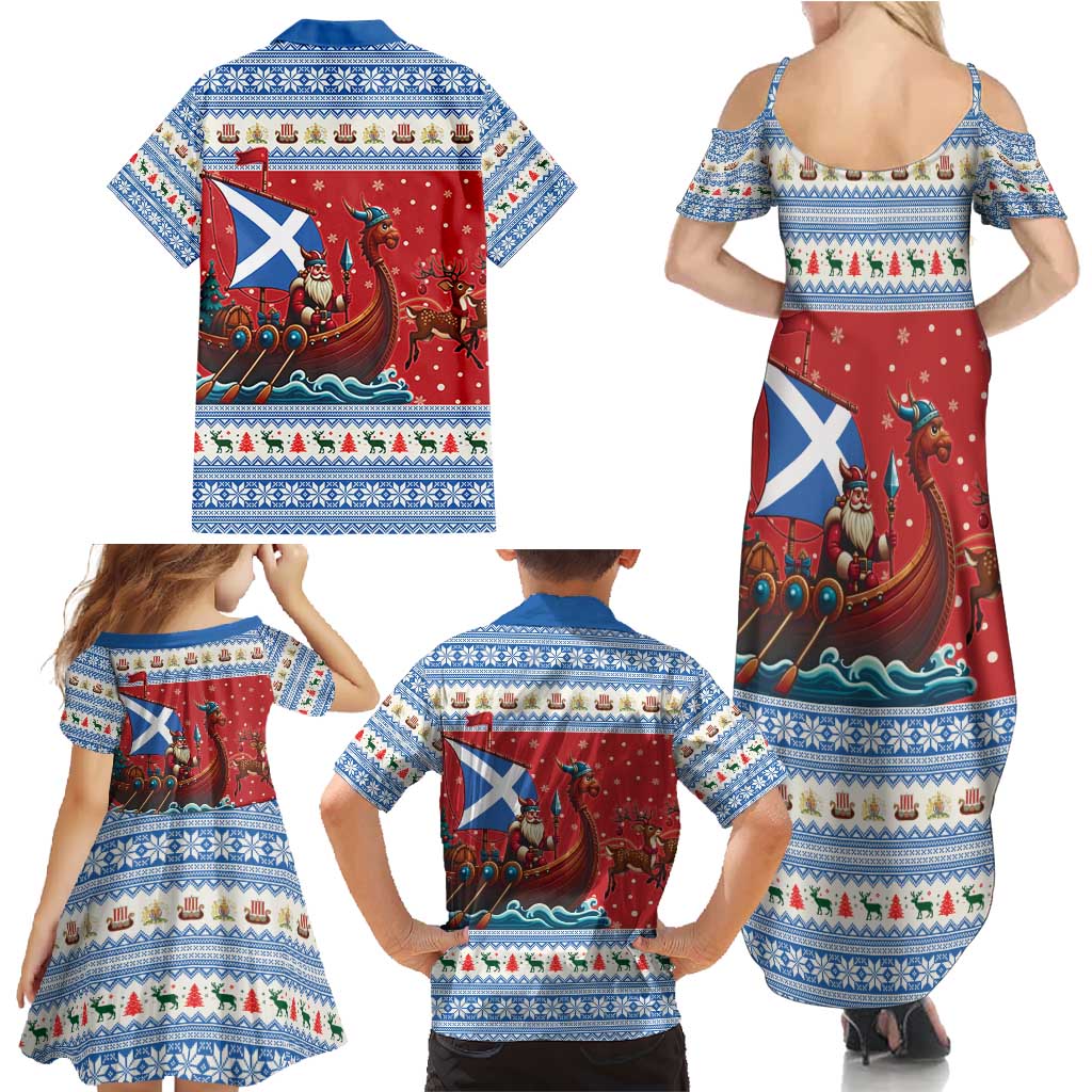 Scotland Viking Santa Christmas Family Matching Summer Maxi Dress and Hawaiian Shirt Funny Reindeer Norse Xmas - Wonder Print Shop