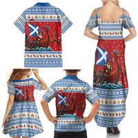 Scotland Viking Santa Christmas Family Matching Summer Maxi Dress and Hawaiian Shirt Funny Reindeer Norse Xmas - Wonder Print Shop