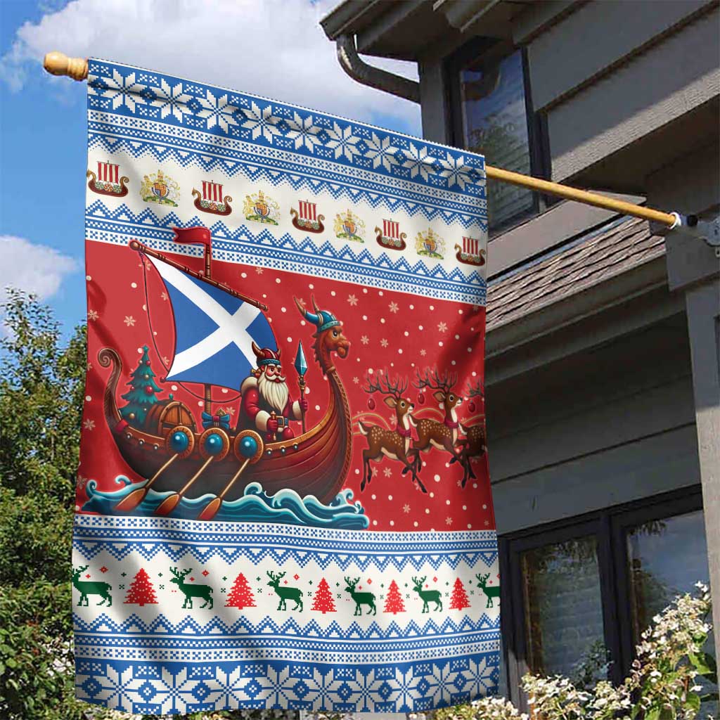 Scotland Viking Santa Christmas Garden Flag Funny Reindeer Norse Xmas - Wonder Print Shop