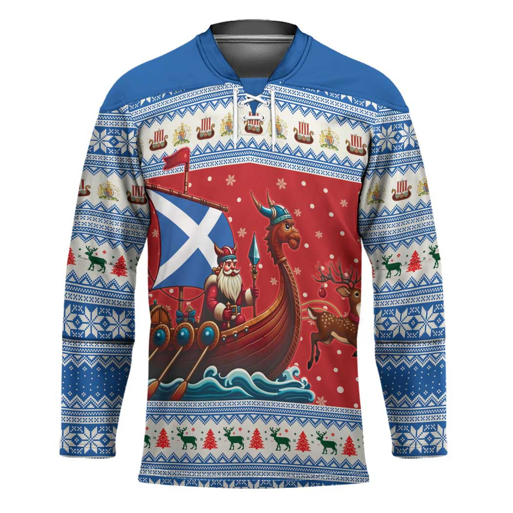Scotland Viking Santa Christmas Hockey Jersey Funny Reindeer Norse Xmas - Wonder Print Shop