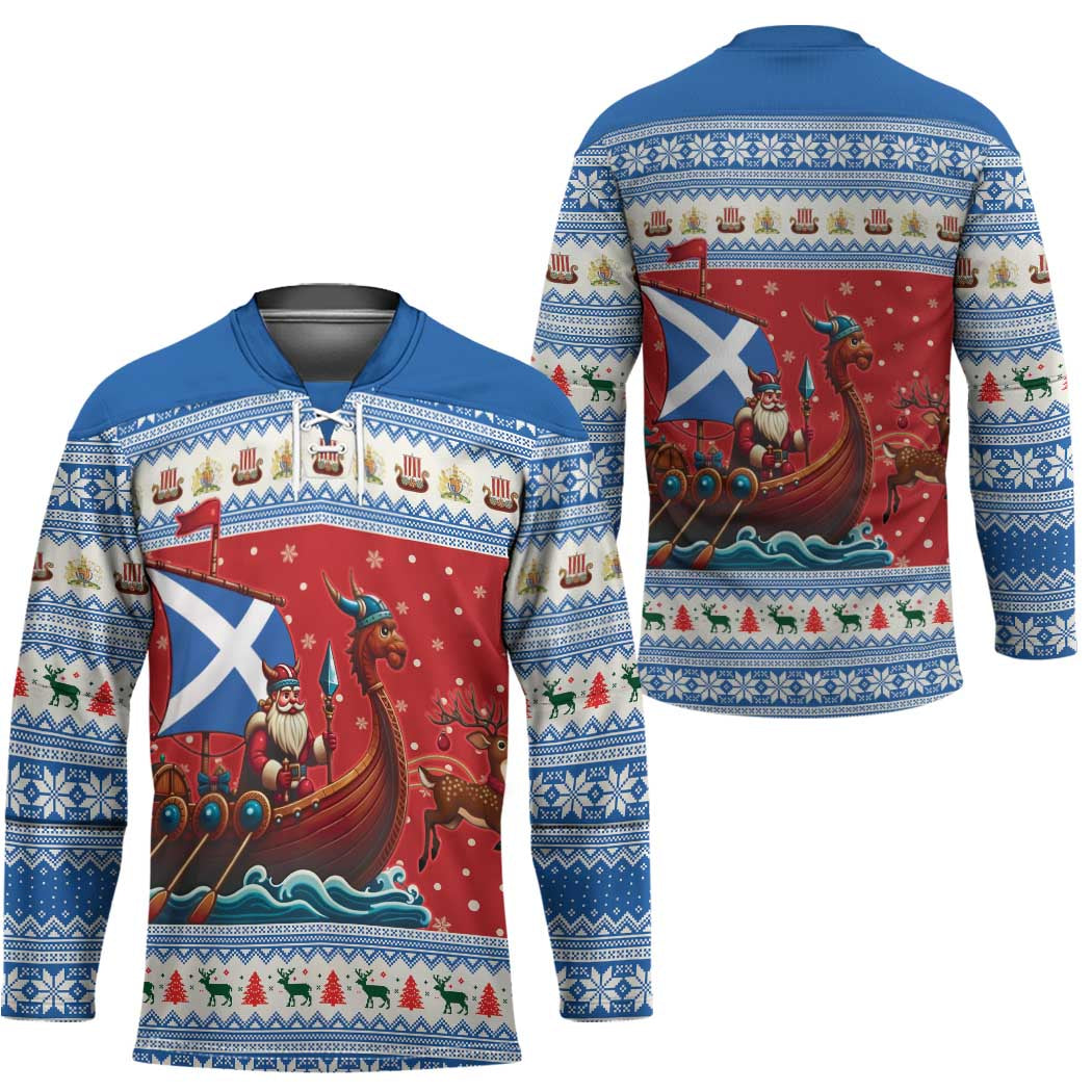Scotland Viking Santa Christmas Hockey Jersey Funny Reindeer Norse Xmas - Wonder Print Shop