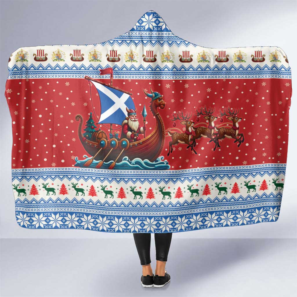 Scotland Viking Santa Christmas Hooded Blanket Funny Reindeer Norse Xmas - Wonder Print Shop