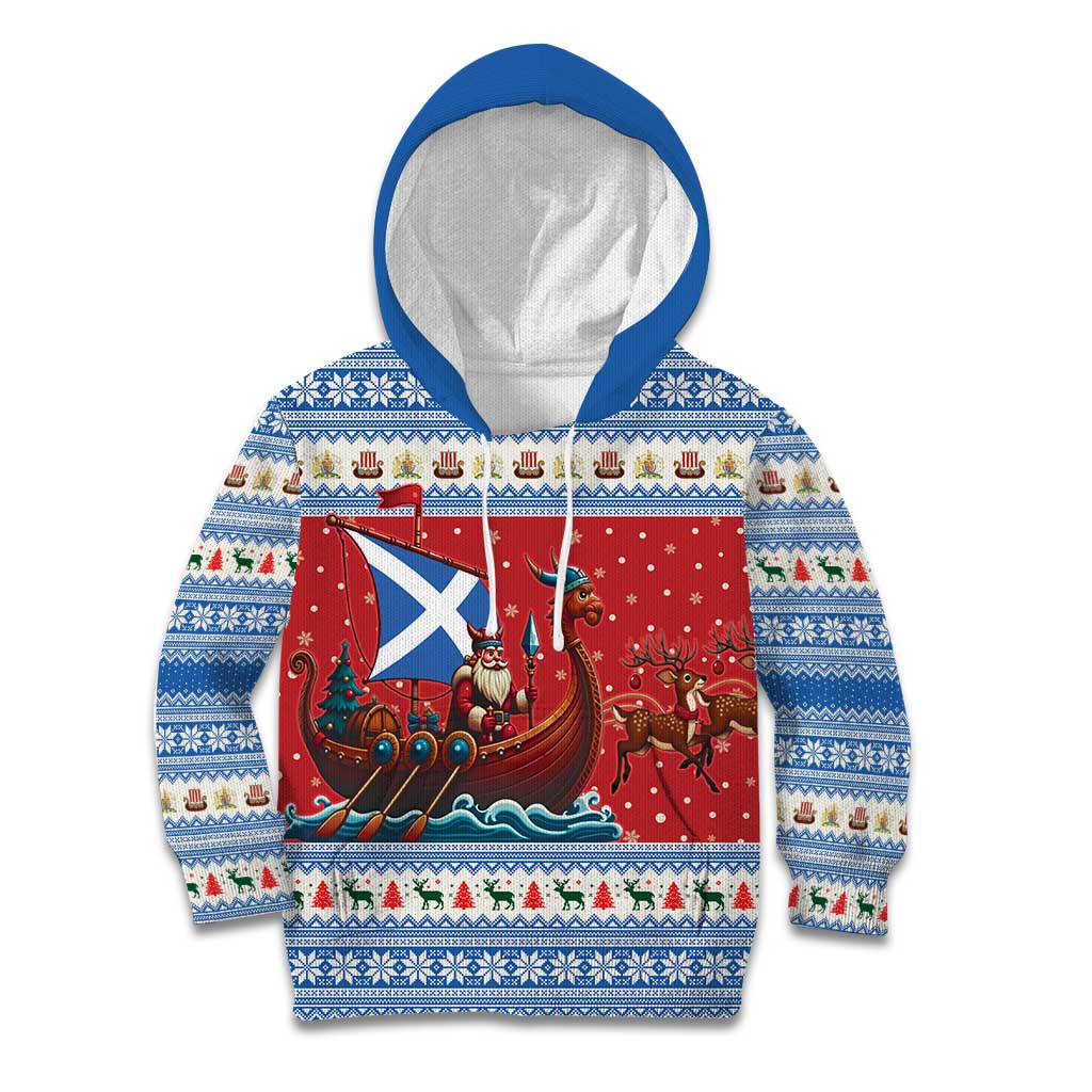Scotland Viking Santa Christmas Kid Hoodie Funny Reindeer Norse Xmas - Wonder Print Shop