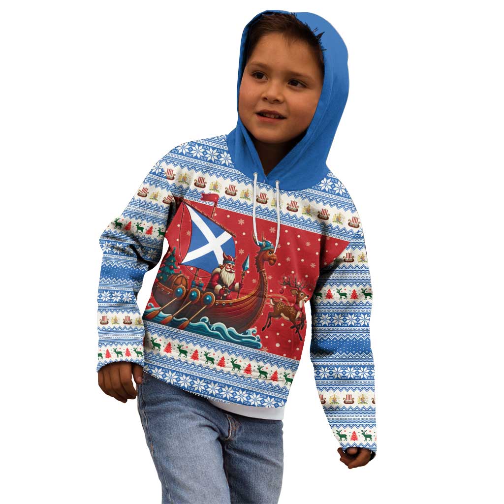 Scotland Viking Santa Christmas Kid Hoodie Funny Reindeer Norse Xmas - Wonder Print Shop