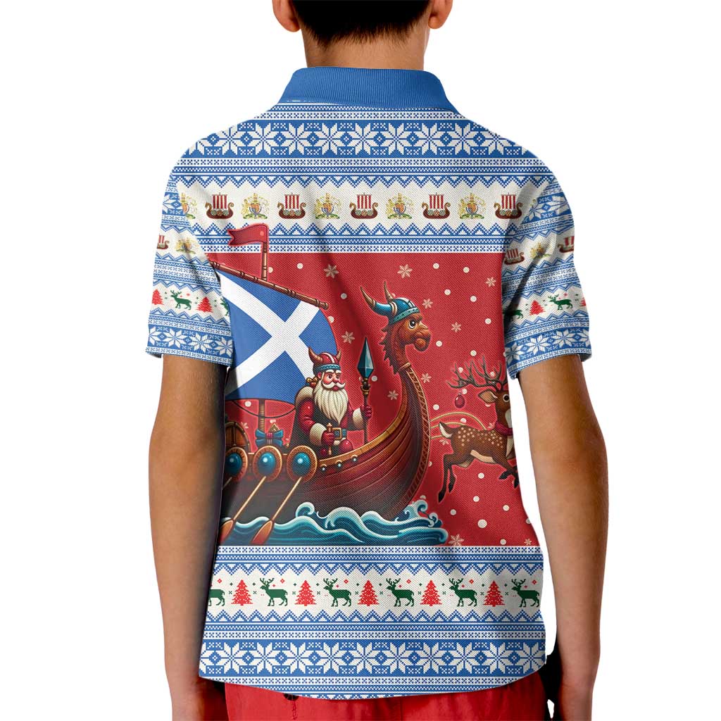 Scotland Viking Santa Christmas Kid Polo Shirt Funny Reindeer Norse Xmas - Wonder Print Shop