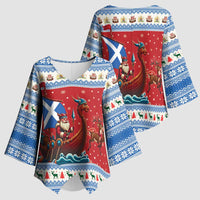 Scotland Viking Santa Christmas Kimono Sleeve Blouse Funny Reindeer Norse Xmas - Wonder Print Shop
