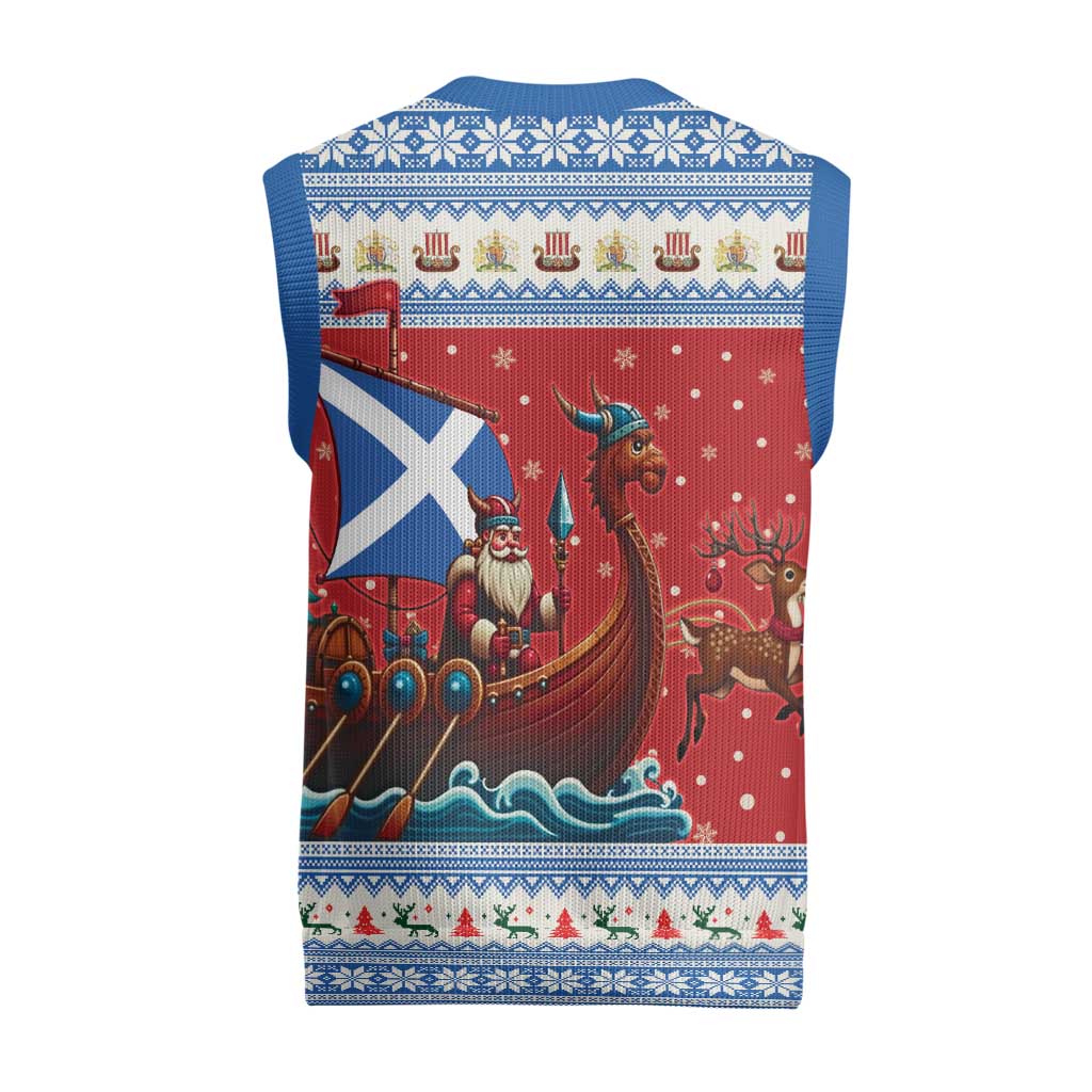 Scotland Viking Santa Christmas Knitted V-Neck Vest Funny Reindeer Norse Xmas - Wonder Print Shop