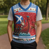 Scotland Viking Santa Christmas Knitted V-Neck Vest Funny Reindeer Norse Xmas - Wonder Print Shop