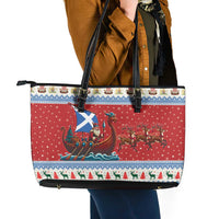 Scotland Viking Santa Christmas Leather Tote Bag Funny Reindeer Norse Xmas - Wonder Print Shop