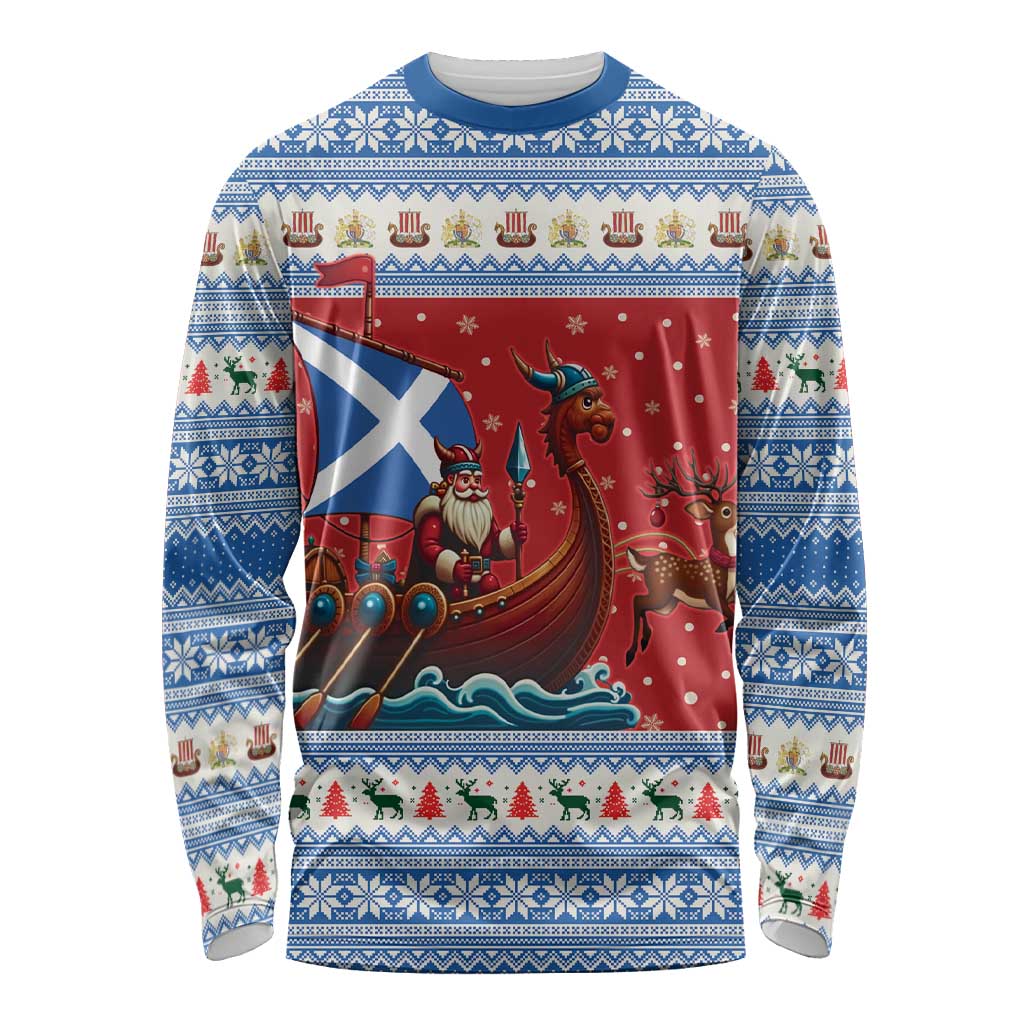 Scotland Viking Santa Christmas Long Sleeve Shirt Funny Reindeer Norse Xmas - Wonder Print Shop