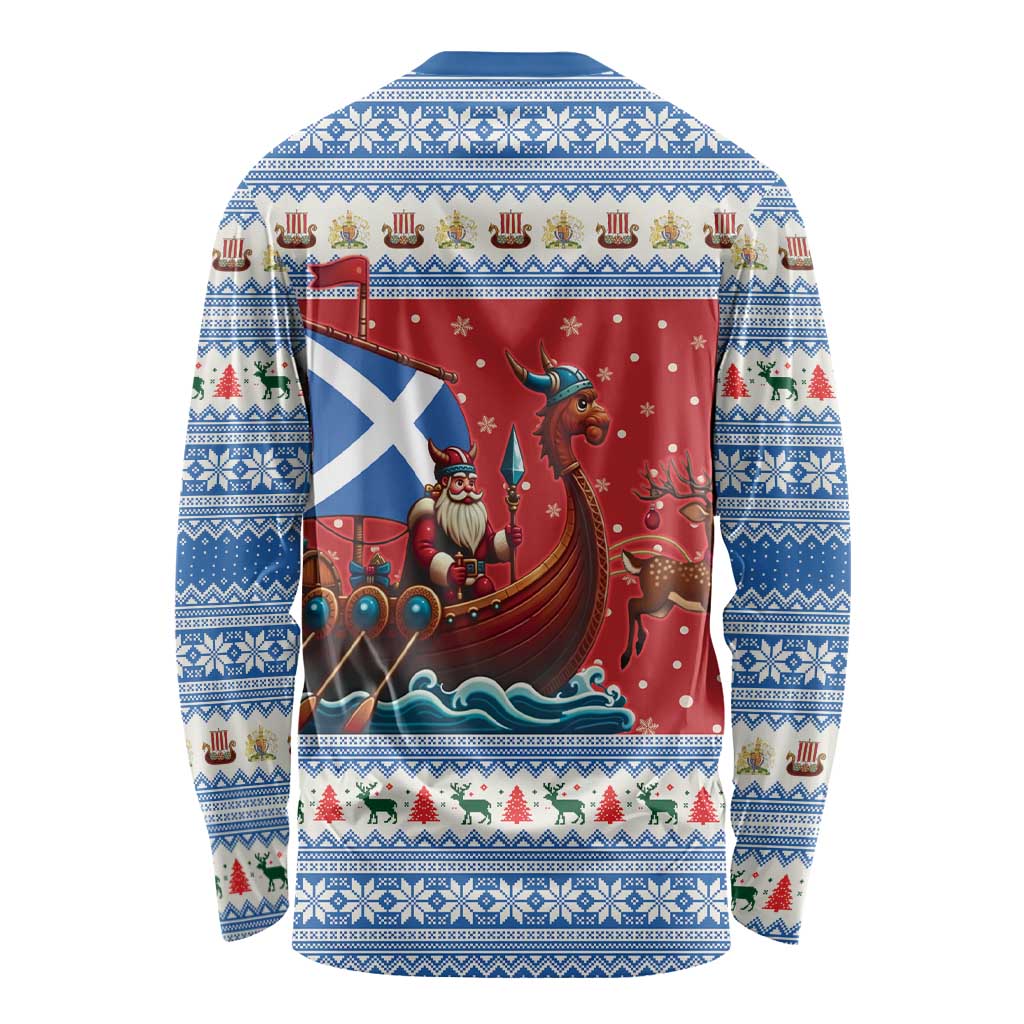 Scotland Viking Santa Christmas Long Sleeve Shirt Funny Reindeer Norse Xmas - Wonder Print Shop