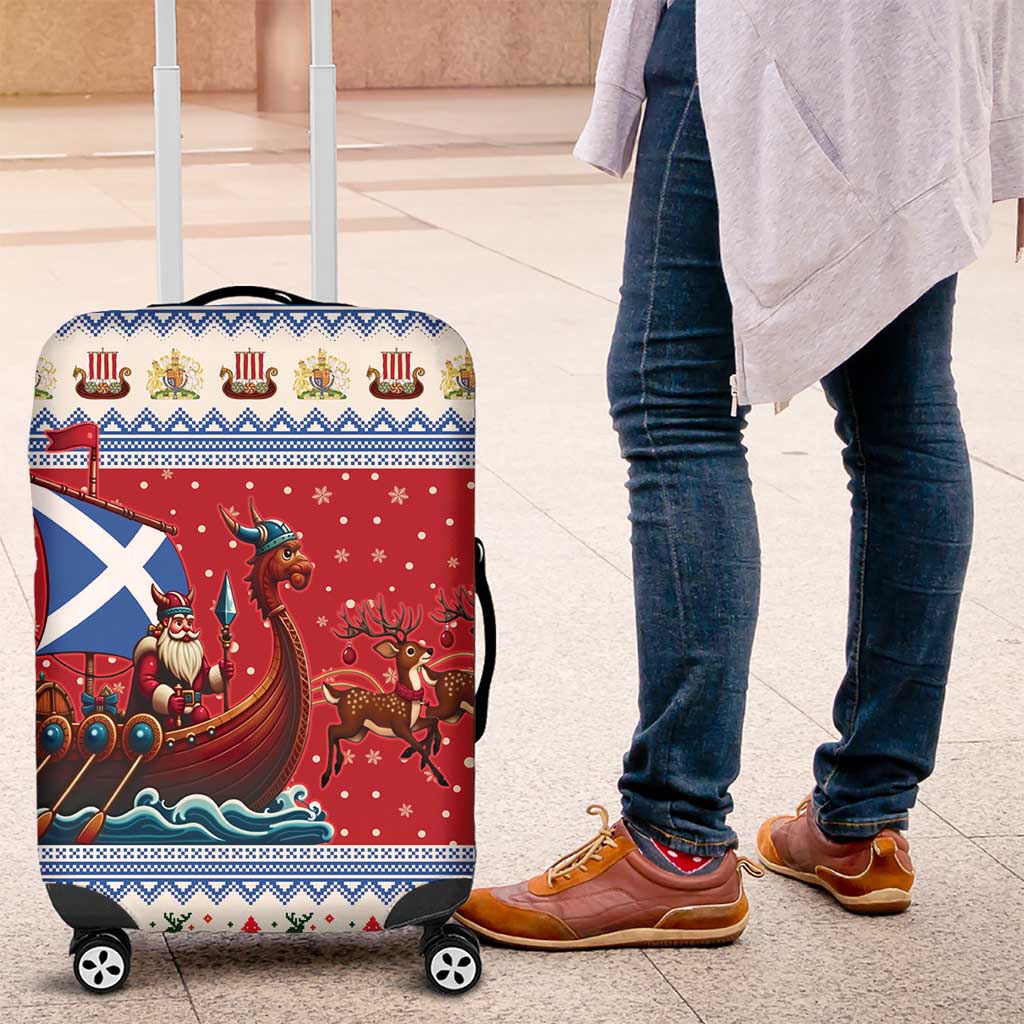 Scotland Viking Santa Christmas Luggage Cover Funny Reindeer Norse Xmas - Wonder Print Shop
