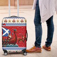 Scotland Viking Santa Christmas Luggage Cover Funny Reindeer Norse Xmas - Wonder Print Shop