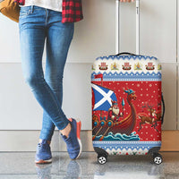 Scotland Viking Santa Christmas Luggage Cover Funny Reindeer Norse Xmas - Wonder Print Shop