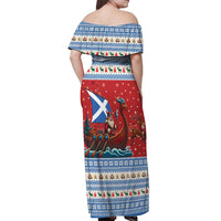 Scotland Viking Santa Christmas Off Shoulder Maxi Dress Funny Reindeer Norse Xmas - Wonder Print Shop