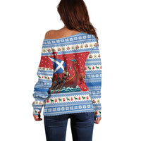 Scotland Viking Santa Christmas Off Shoulder Sweater Funny Reindeer Norse Xmas - Wonder Print Shop