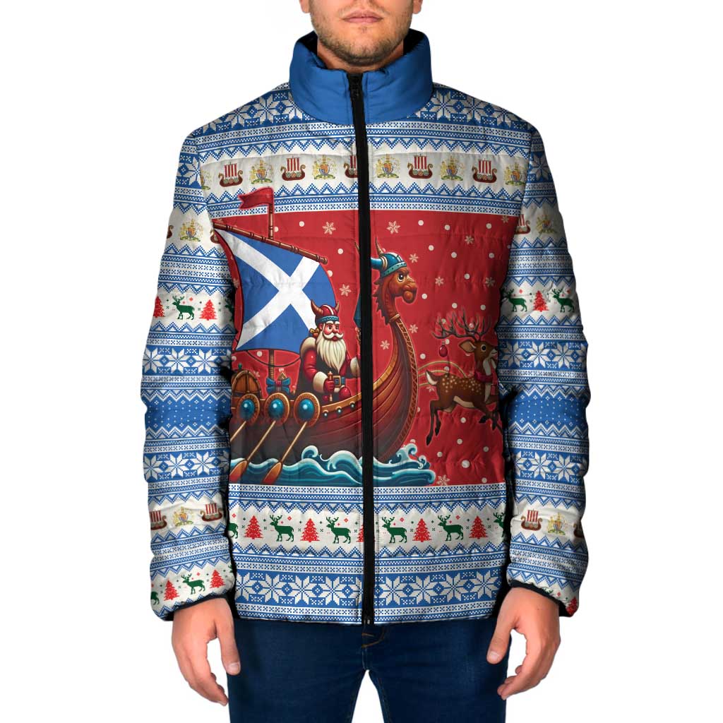 Scotland Viking Santa Christmas Padded Jacket Funny Reindeer Norse Xmas - Wonder Print Shop