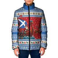 Scotland Viking Santa Christmas Padded Jacket Funny Reindeer Norse Xmas - Wonder Print Shop