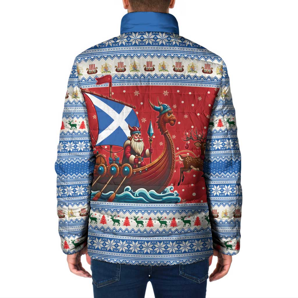 Scotland Viking Santa Christmas Padded Jacket Funny Reindeer Norse Xmas - Wonder Print Shop