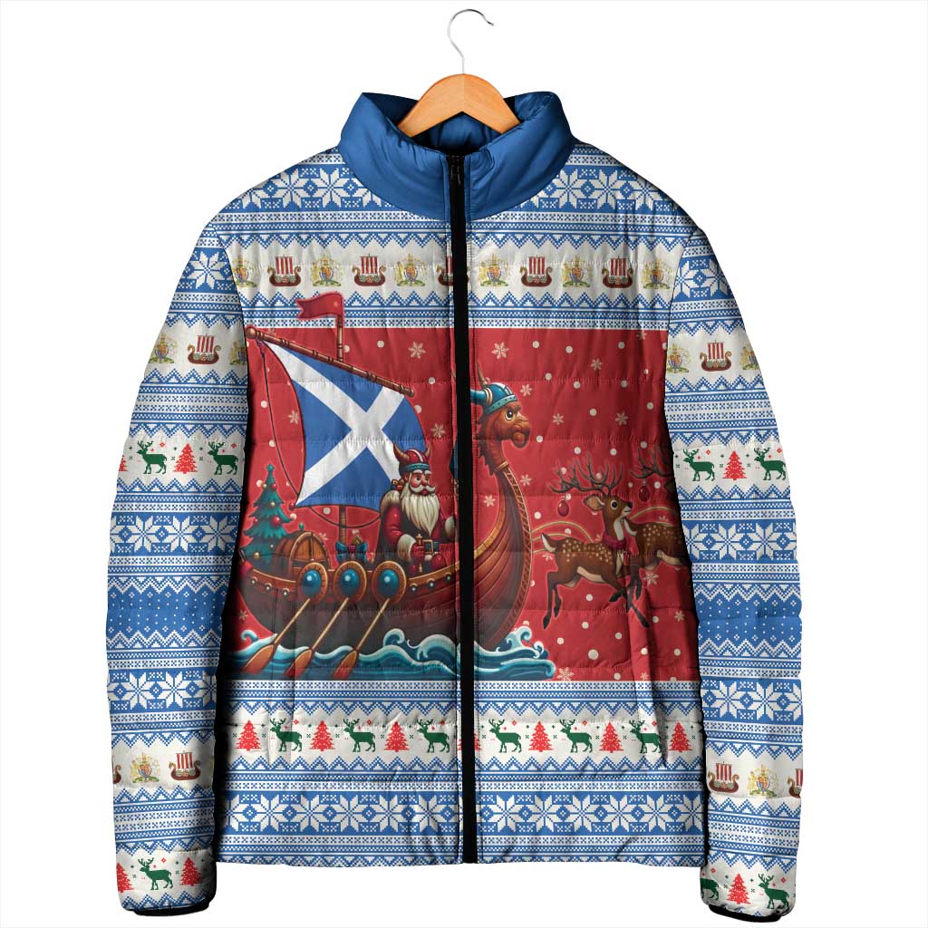 Scotland Viking Santa Christmas Padded Jacket Funny Reindeer Norse Xmas - Wonder Print Shop