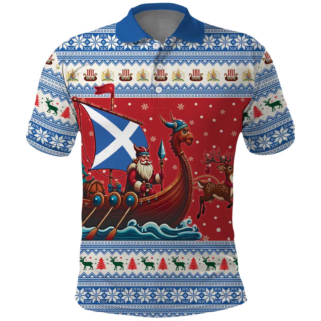 Scotland Viking Santa Christmas Polo Shirt Funny Reindeer Norse Xmas - Wonder Print Shop