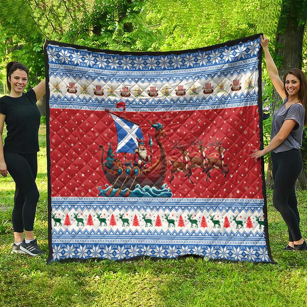 Scotland Viking Santa Christmas Quilt Funny Reindeer Norse Xmas - Wonder Print Shop