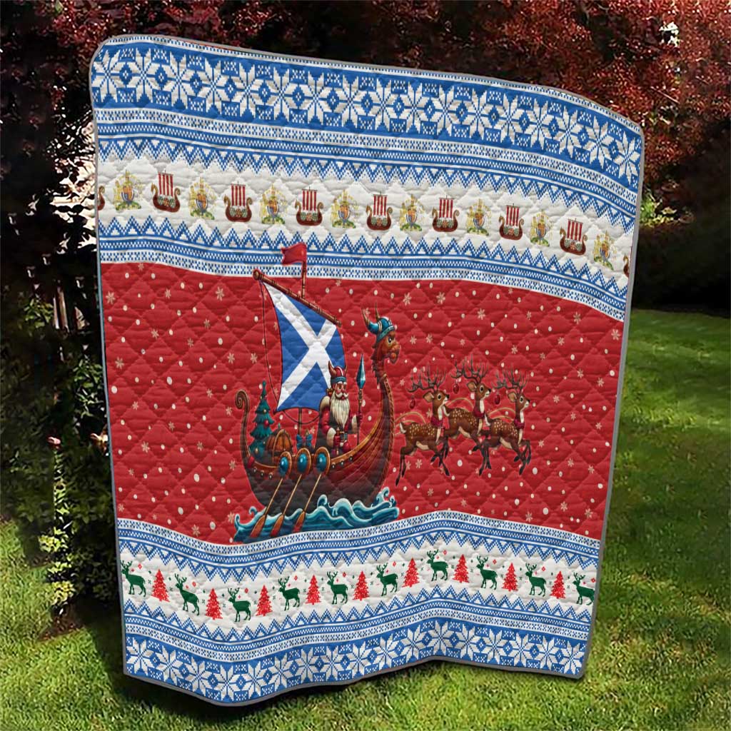 Scotland Viking Santa Christmas Quilt Funny Reindeer Norse Xmas - Wonder Print Shop