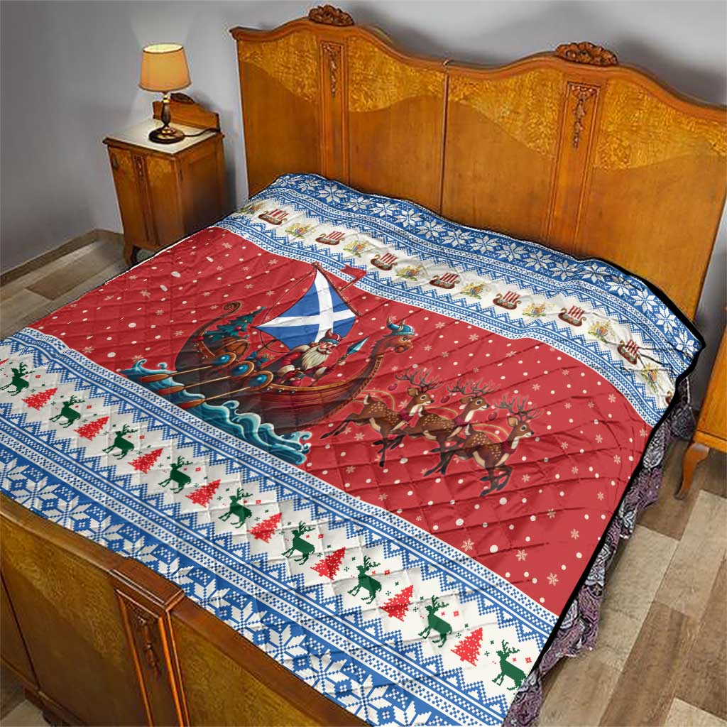 Scotland Viking Santa Christmas Quilt Funny Reindeer Norse Xmas - Wonder Print Shop
