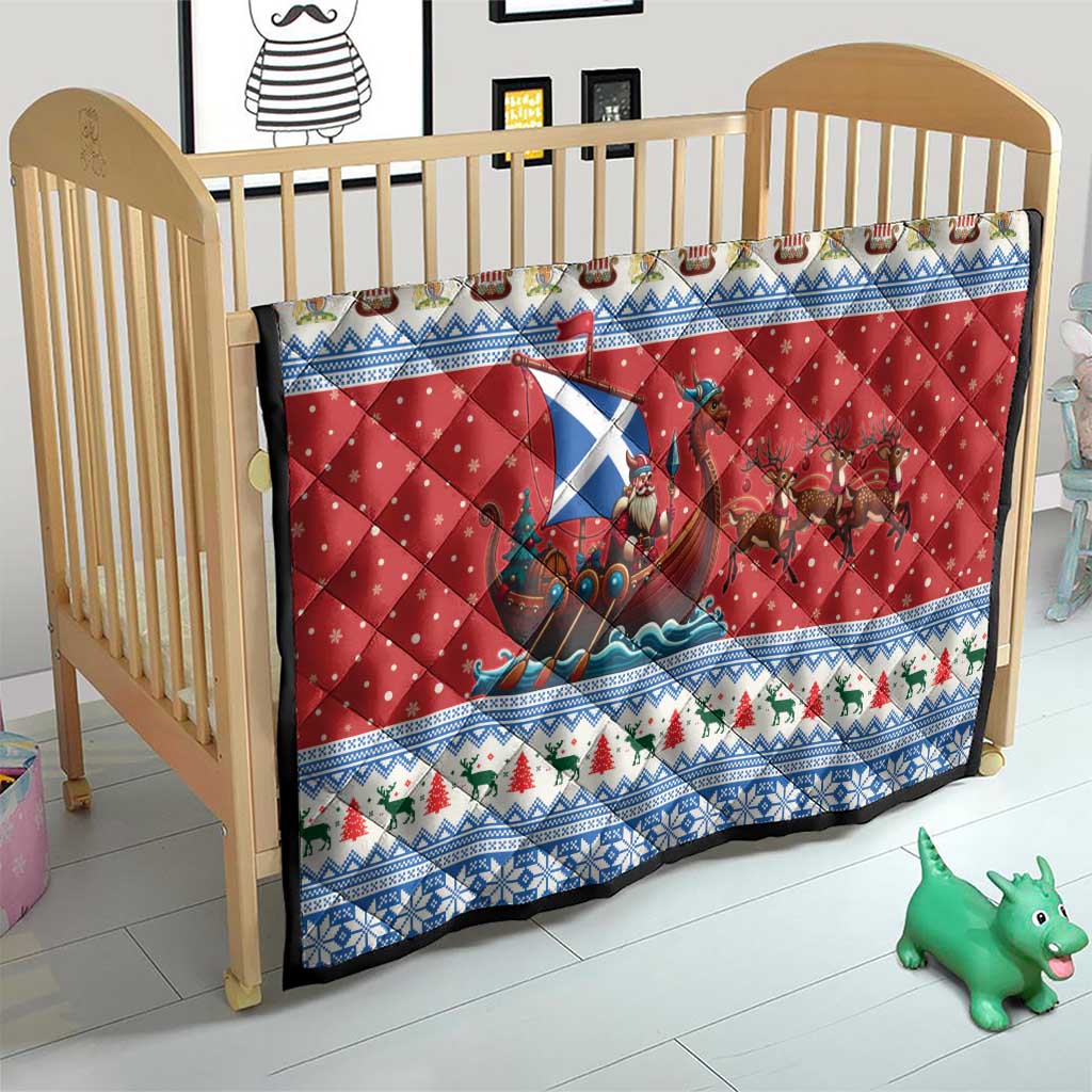 Scotland Viking Santa Christmas Quilt Funny Reindeer Norse Xmas - Wonder Print Shop