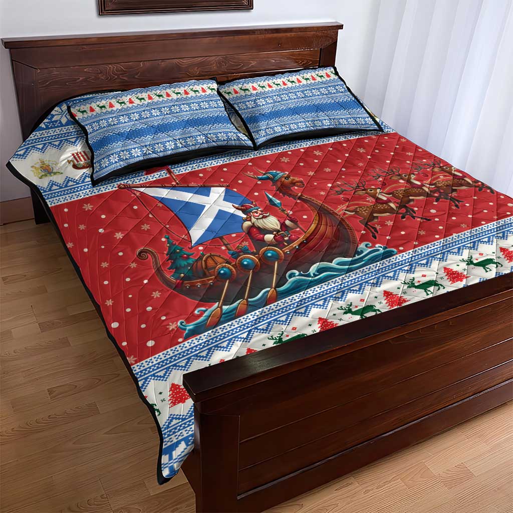 Scotland Viking Santa Christmas Quilt Bed Set Funny Reindeer Norse Xmas - Wonder Print Shop