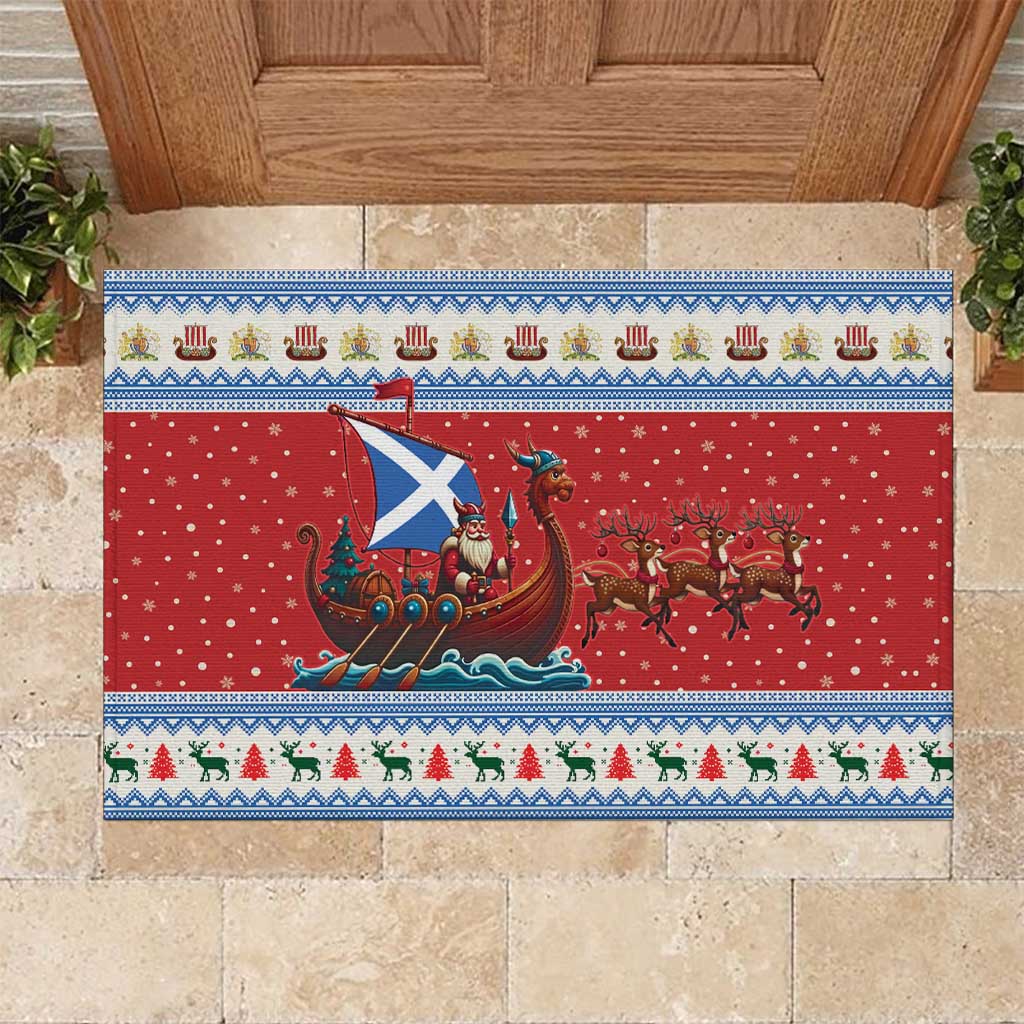 Scotland Viking Santa Christmas Rubber Doormat Funny Reindeer Norse Xmas - Wonder Print Shop