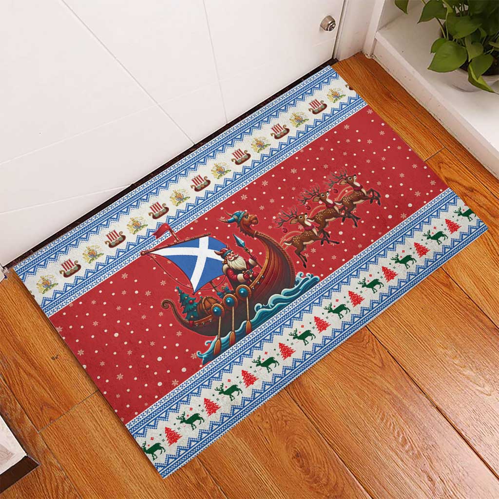 Scotland Viking Santa Christmas Rubber Doormat Funny Reindeer Norse Xmas - Wonder Print Shop