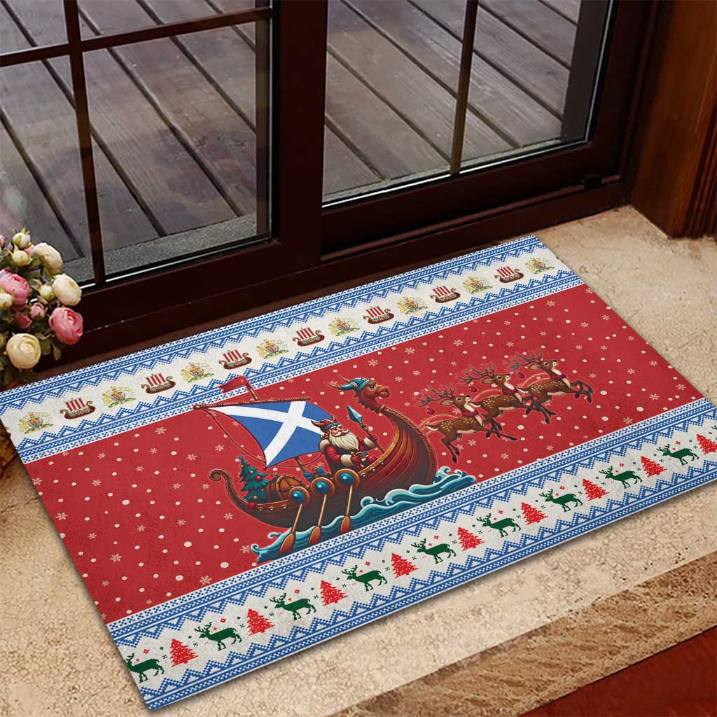 Scotland Viking Santa Christmas Rubber Doormat Funny Reindeer Norse Xmas - Wonder Print Shop