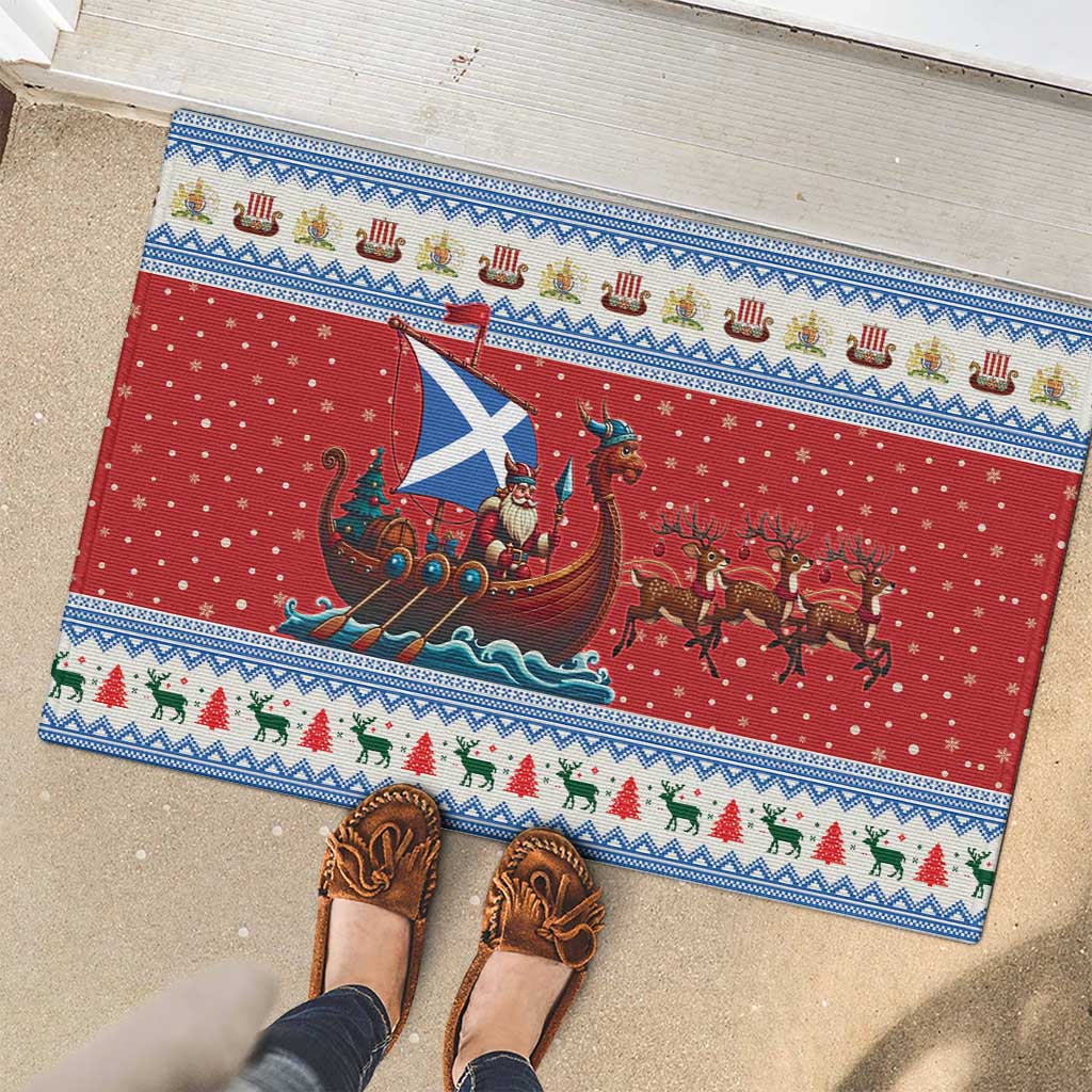 Scotland Viking Santa Christmas Rubber Doormat Funny Reindeer Norse Xmas - Wonder Print Shop