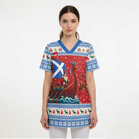Scotland Viking Santa Christmas Scrub Top Funny Reindeer Norse Xmas - Wonder Print Shop