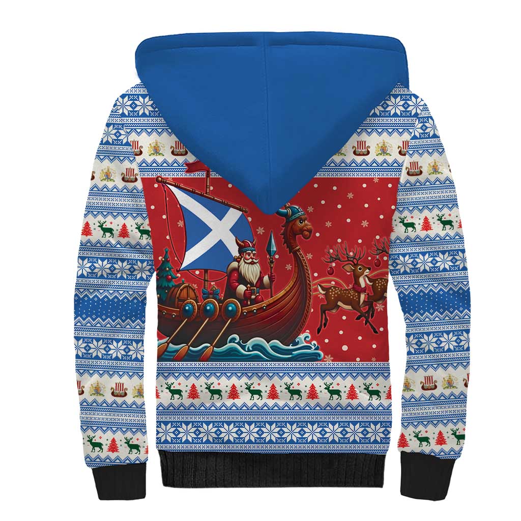 Scotland Viking Santa Christmas Sherpa Hoodie Funny Reindeer Norse Xmas - Wonder Print Shop