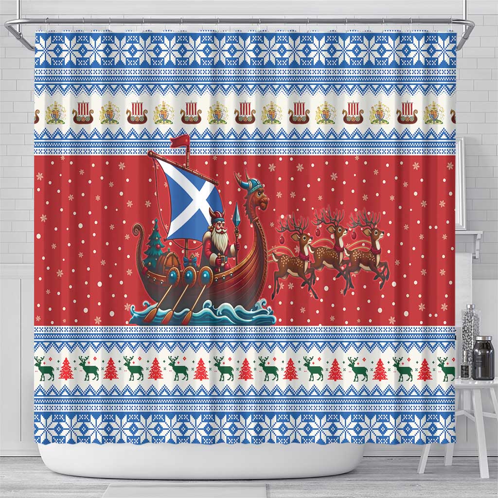 Scotland Viking Santa Christmas Shower Curtain Funny Reindeer Norse Xmas - Wonder Print Shop