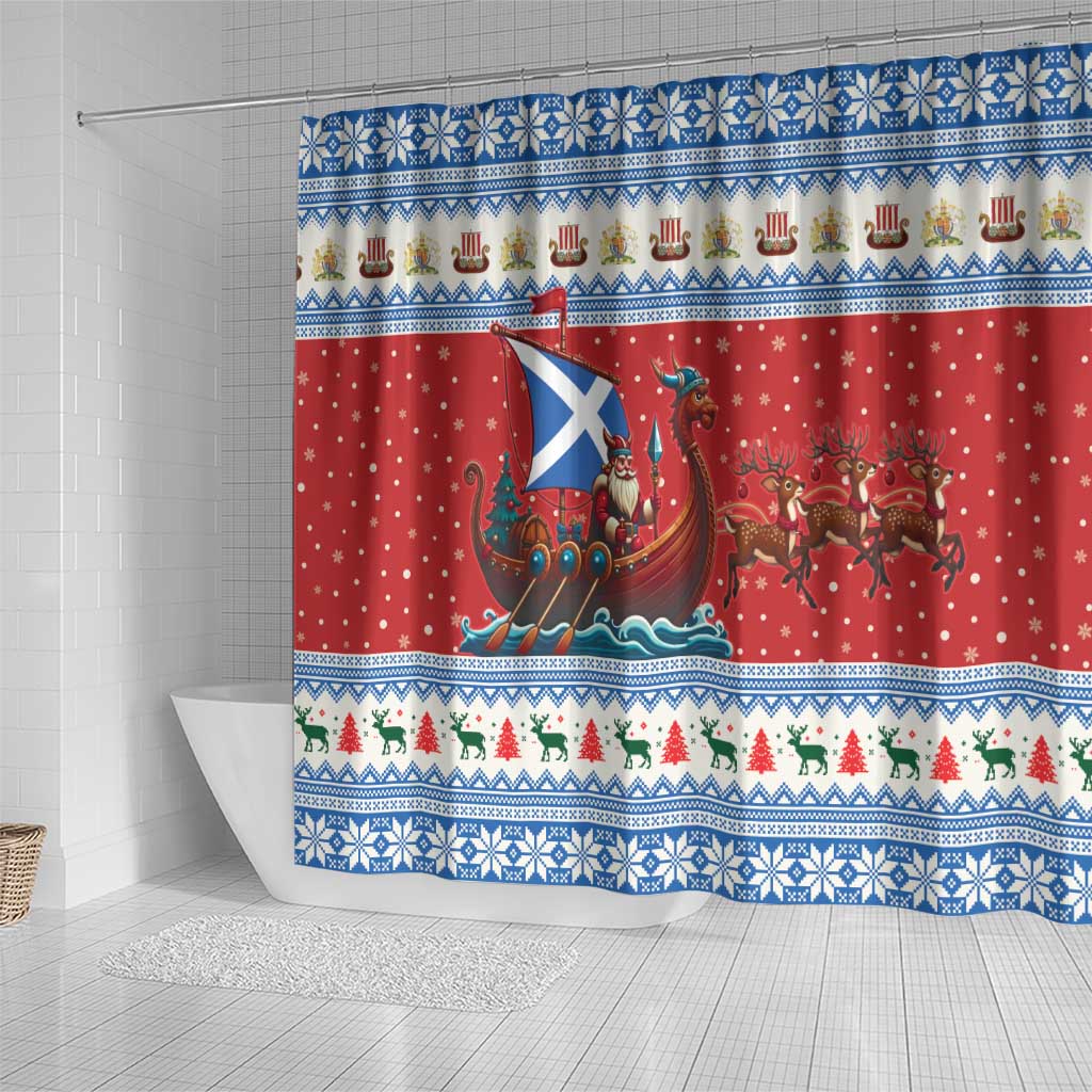 Scotland Viking Santa Christmas Shower Curtain Funny Reindeer Norse Xmas - Wonder Print Shop