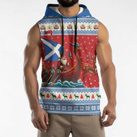 Scotland Viking Santa Christmas Sleeveless Hoodie Funny Reindeer Norse Xmas - Wonder Print Shop