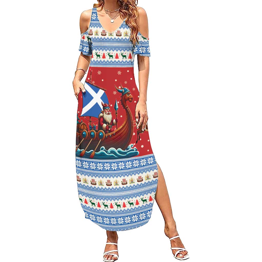 Scotland Viking Santa Christmas Summer Maxi Dress Funny Reindeer Norse Xmas