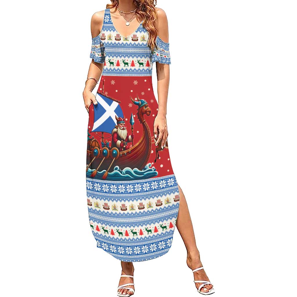 Scotland Viking Santa Christmas Summer Maxi Dress Funny Reindeer Norse Xmas - Wonder Print Shop