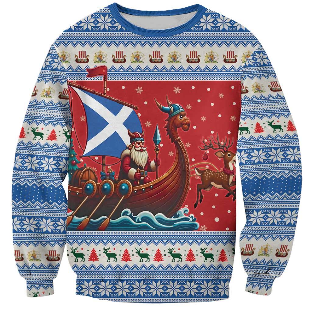 Scotland Viking Santa Christmas Sweatshirt Funny Reindeer Norse Xmas - Wonder Print Shop