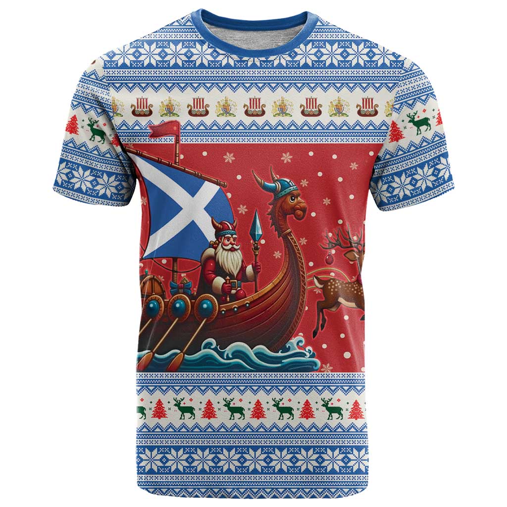 Scotland Viking Santa Christmas T Shirt Funny Reindeer Norse Xmas - Wonder Print Shop