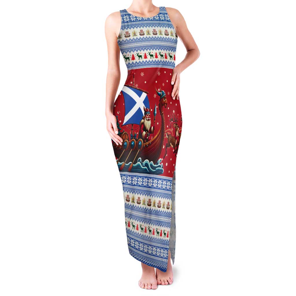 Scotland Viking Santa Christmas Tank Maxi Dress Funny Reindeer Norse Xmas - Wonder Print Shop