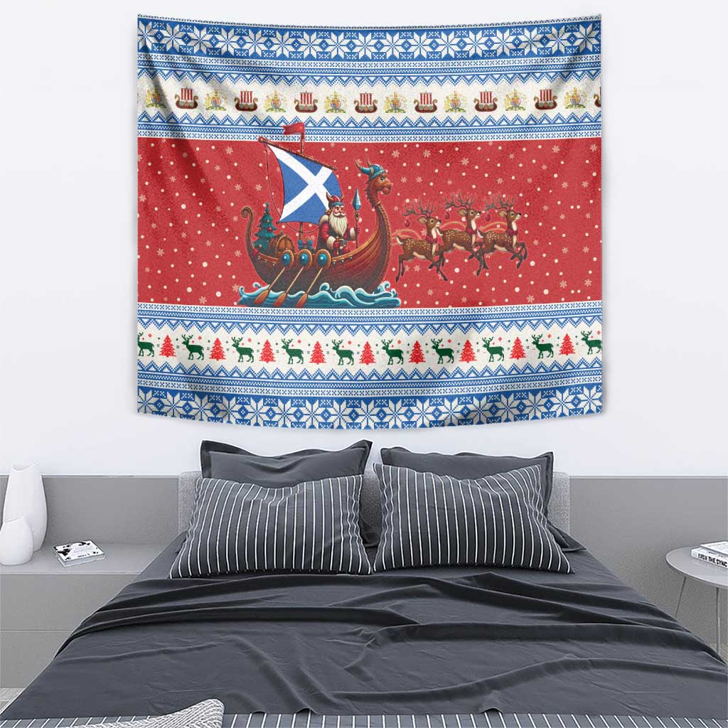 Scotland Viking Santa Christmas Tapestry Funny Reindeer Norse Xmas - Wonder Print Shop